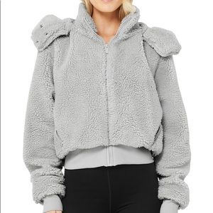 ALO Sherpa Jacket Dove gray removable hood medium